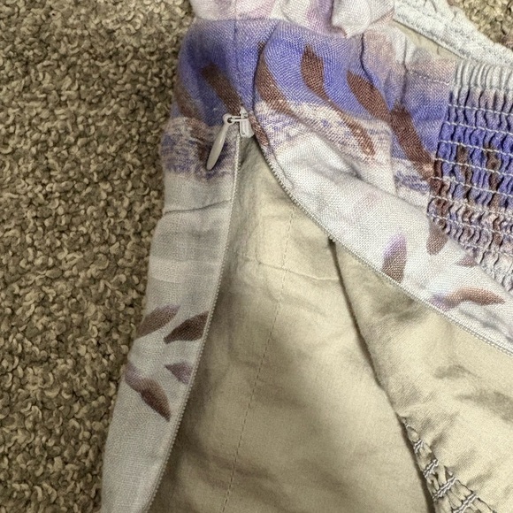 Aritzia Wilfred Linen Crop‎ Smocked Purple Puff-sleeve Top Women's Size XXS - Picture 10 of 14